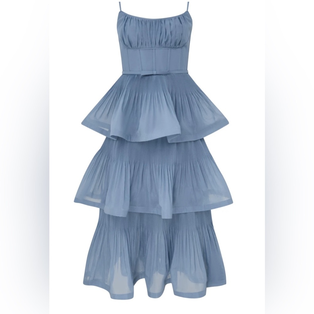 NEW Zimmermann Pleated Tiered midi dress